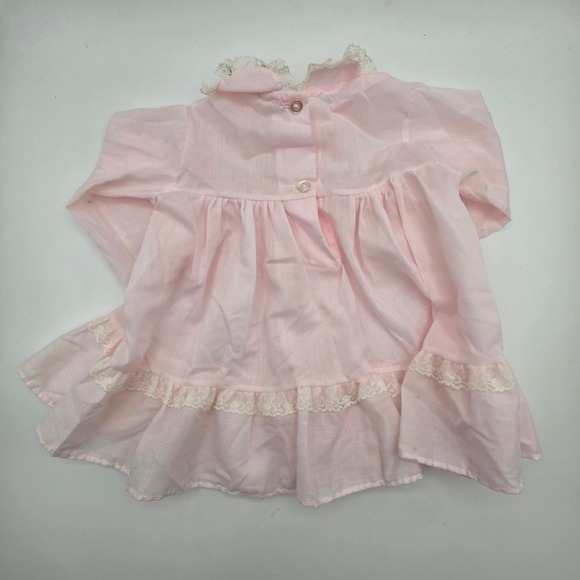 Vintage Alexis Baby Girls Pink Floral Lace Trim Dress 9 Months Made in USA - Picture 5 of 5
